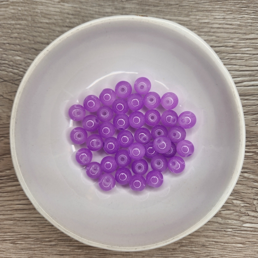 Purple Glass Beads 8mm Round 40 Bead Count #77